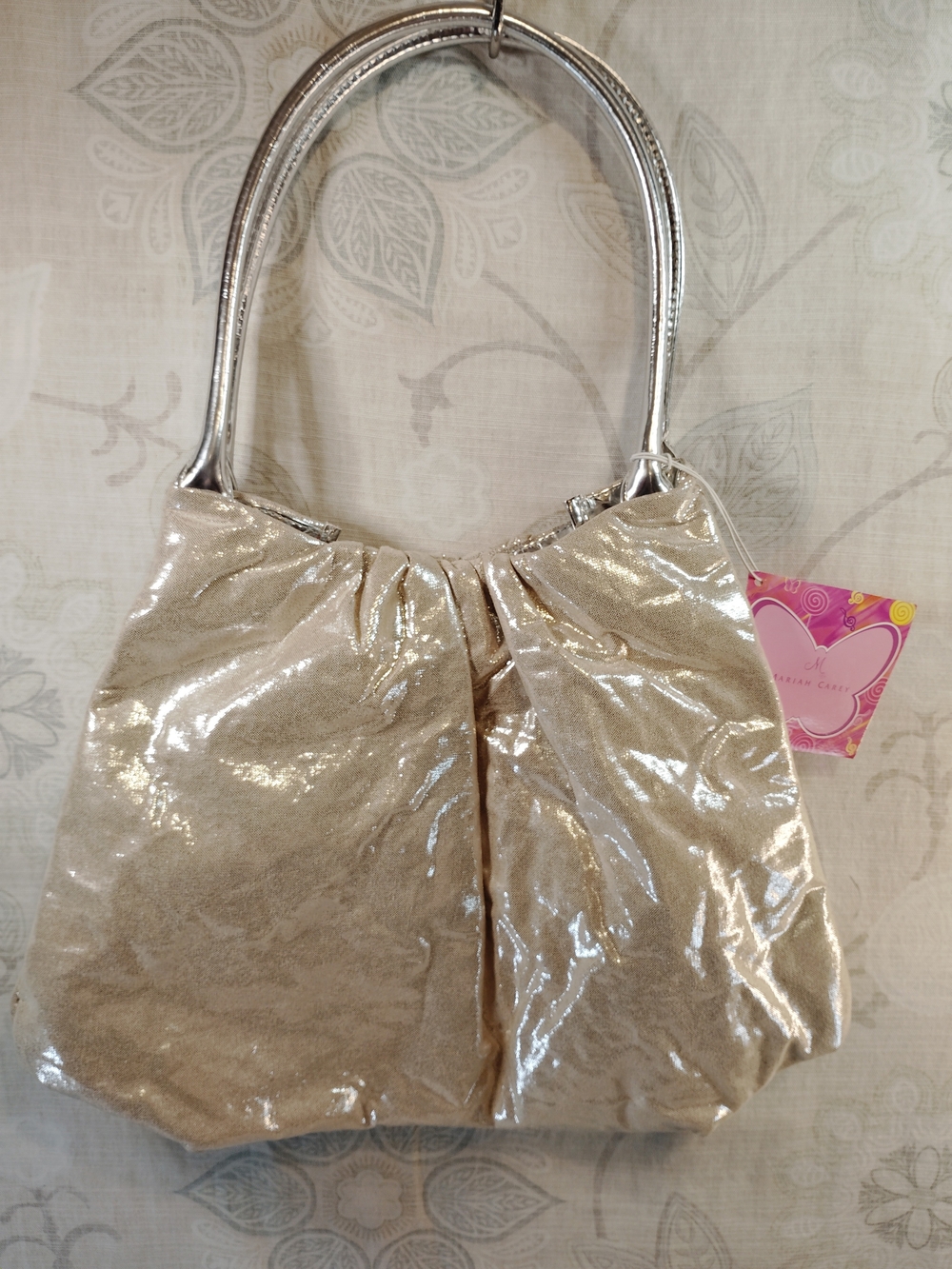 Mariah Carey Shimmering Metallic Shoulder Tote Bag - Gold
